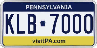 PA license plate KLB7000