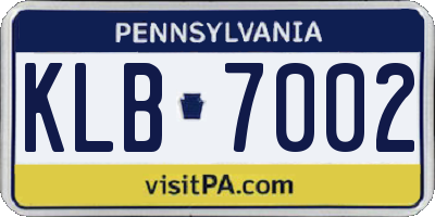 PA license plate KLB7002