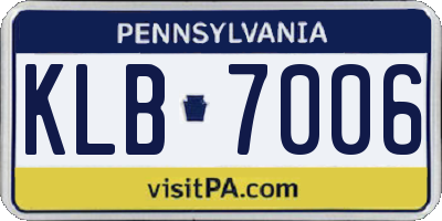 PA license plate KLB7006