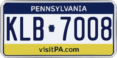 PA license plate KLB7008
