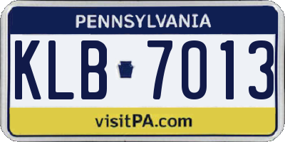 PA license plate KLB7013