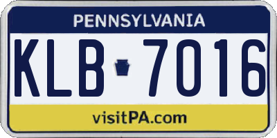 PA license plate KLB7016