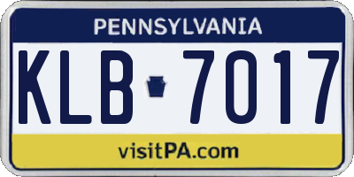 PA license plate KLB7017