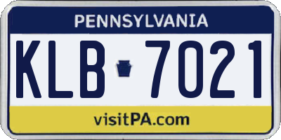 PA license plate KLB7021