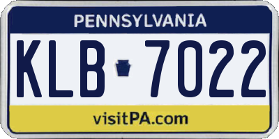 PA license plate KLB7022