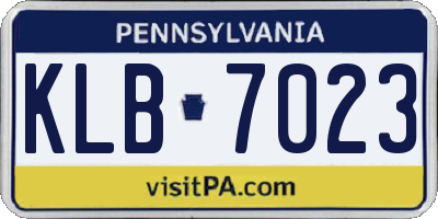 PA license plate KLB7023