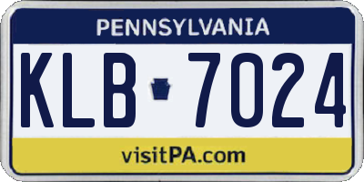 PA license plate KLB7024