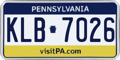 PA license plate KLB7026