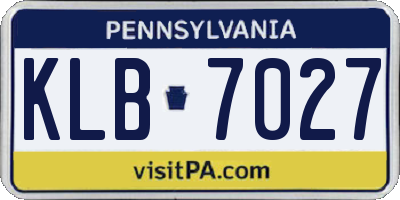 PA license plate KLB7027