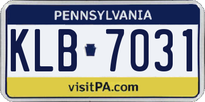 PA license plate KLB7031