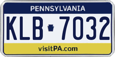 PA license plate KLB7032