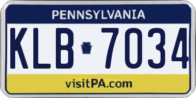 PA license plate KLB7034