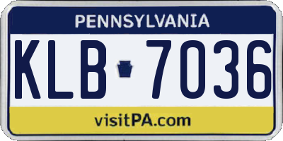 PA license plate KLB7036