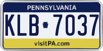 PA license plate KLB7037