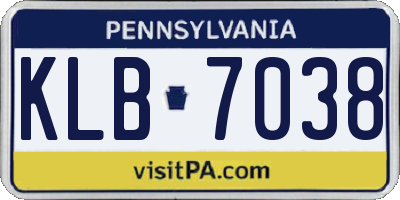 PA license plate KLB7038