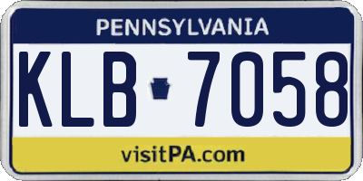 PA license plate KLB7058