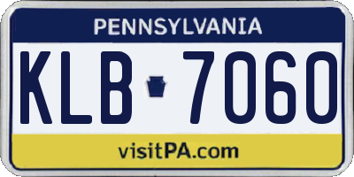 PA license plate KLB7060