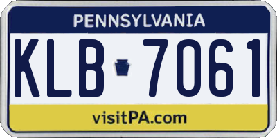 PA license plate KLB7061
