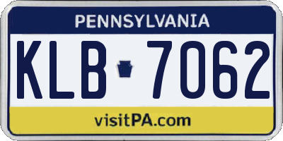 PA license plate KLB7062