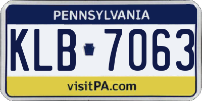 PA license plate KLB7063