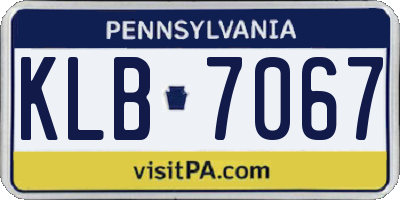 PA license plate KLB7067