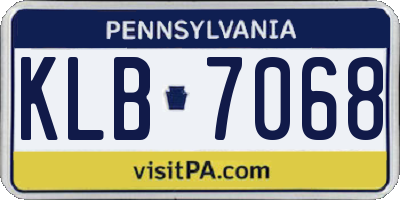 PA license plate KLB7068