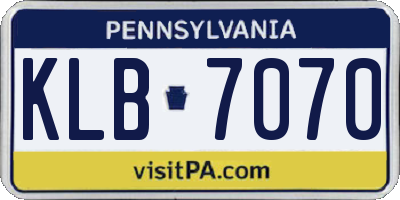 PA license plate KLB7070