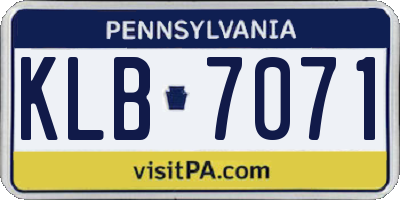 PA license plate KLB7071