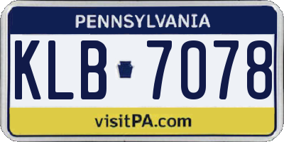 PA license plate KLB7078