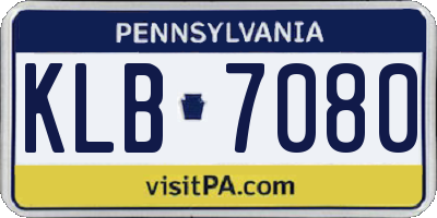 PA license plate KLB7080