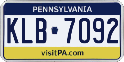 PA license plate KLB7092