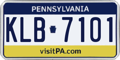 PA license plate KLB7101