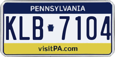 PA license plate KLB7104