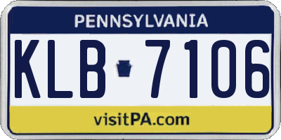 PA license plate KLB7106