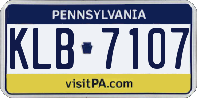 PA license plate KLB7107