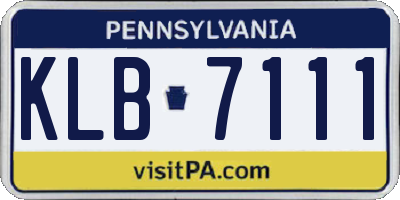PA license plate KLB7111
