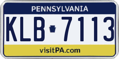 PA license plate KLB7113