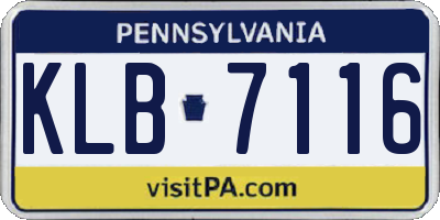 PA license plate KLB7116