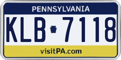 PA license plate KLB7118