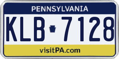 PA license plate KLB7128