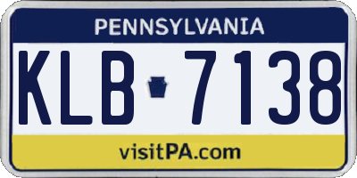 PA license plate KLB7138