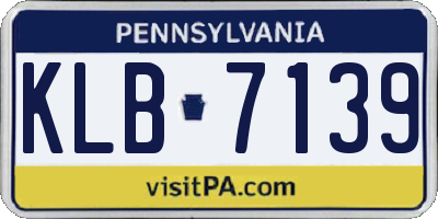 PA license plate KLB7139