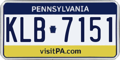 PA license plate KLB7151