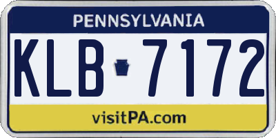 PA license plate KLB7172