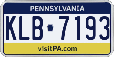 PA license plate KLB7193