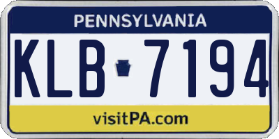 PA license plate KLB7194