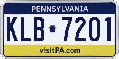 PA license plate KLB7201