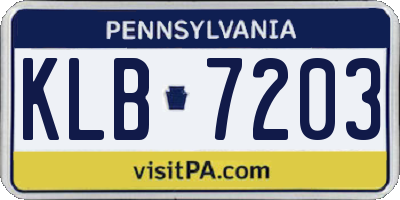 PA license plate KLB7203