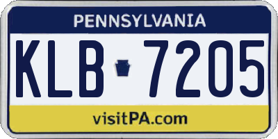 PA license plate KLB7205