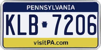 PA license plate KLB7206